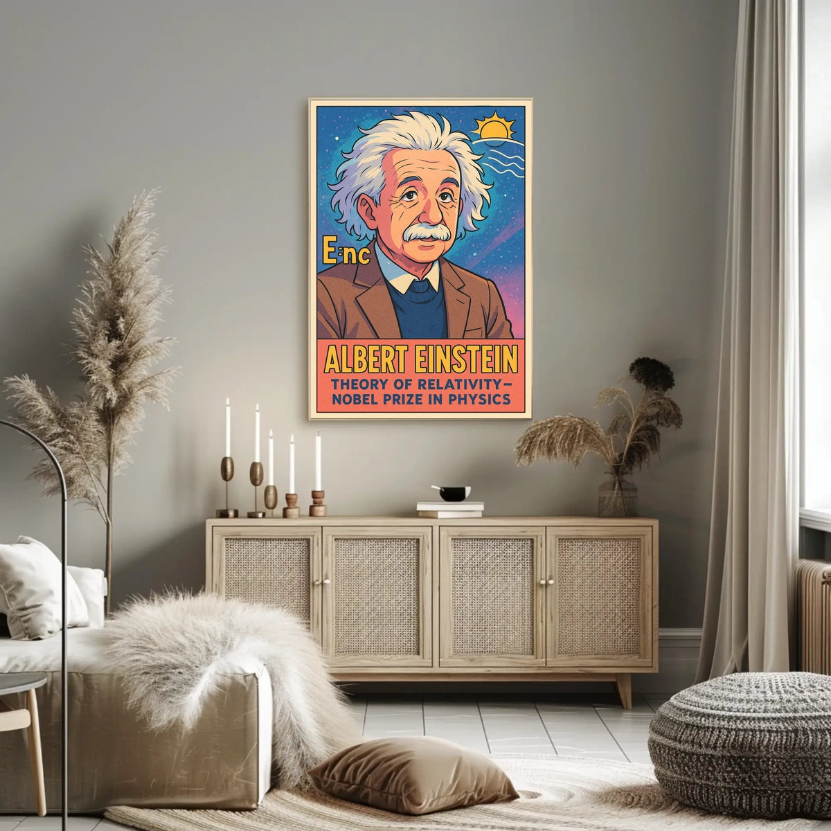 Einstein Relativity Vintage Science Curious Poster