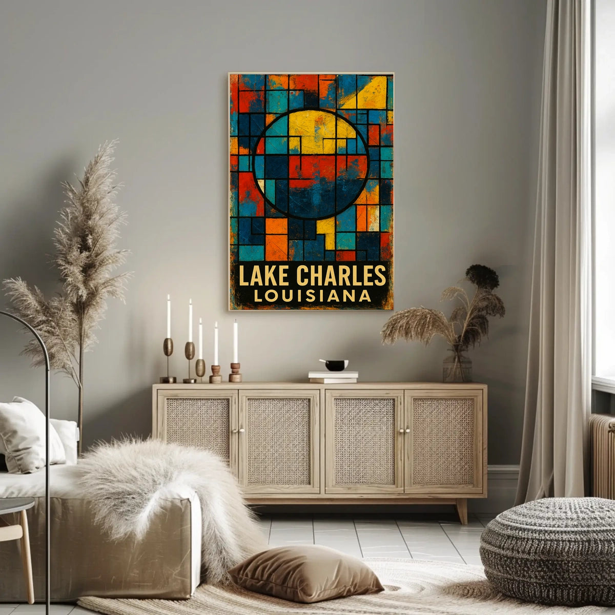 Lake Charles Geometric Abstract Art Poster