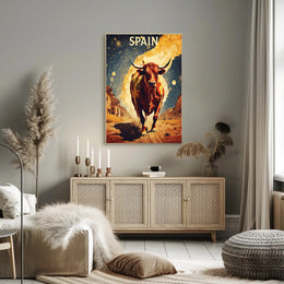 Charging Bull on Spanish Street: Cultural or Heritage Poster
