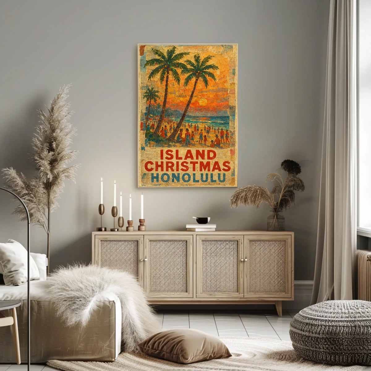 Island Christmas In Honolulu Poster