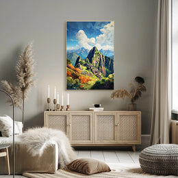 Machu Picchu Polygonal Art Adventure Cultural or Heritage Poster