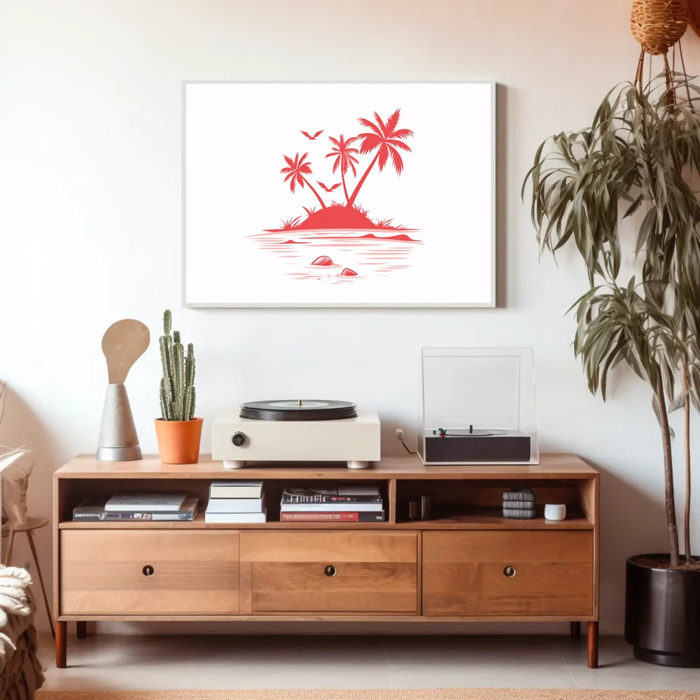 Tropical Island Minimalist Poster: Serene Beach Art Decor