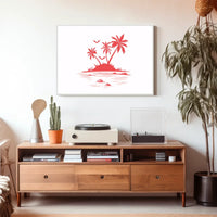Tropical Island Minimalist Poster: Serene Beach Art Decor