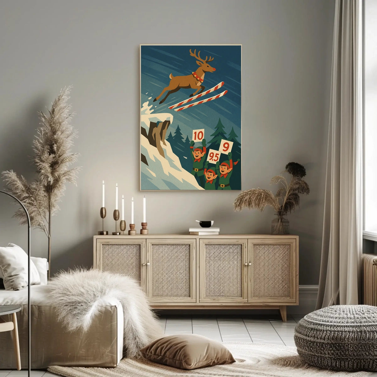 Reindeer Ski Jump Poster