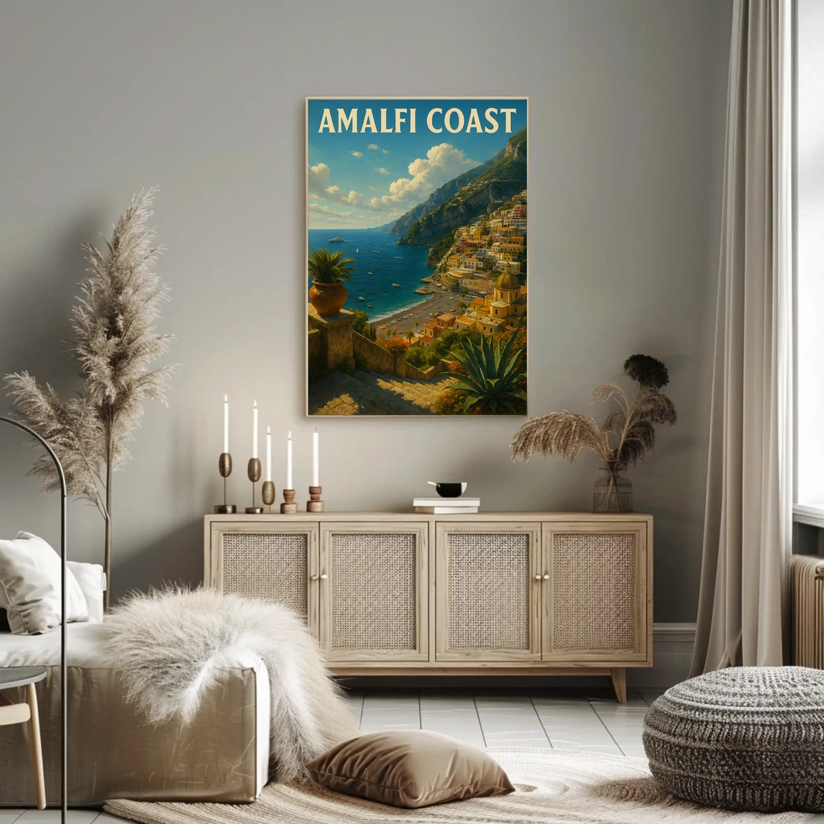 Amalfi Coast Poster Wall Art Coastal Decor Seascape View