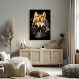 Stylized Wilderness Wolf Depiction Artistic Animal Poster