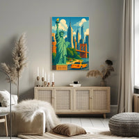 Discover New York City A Vibrant Illustration of Iconic Landmarks