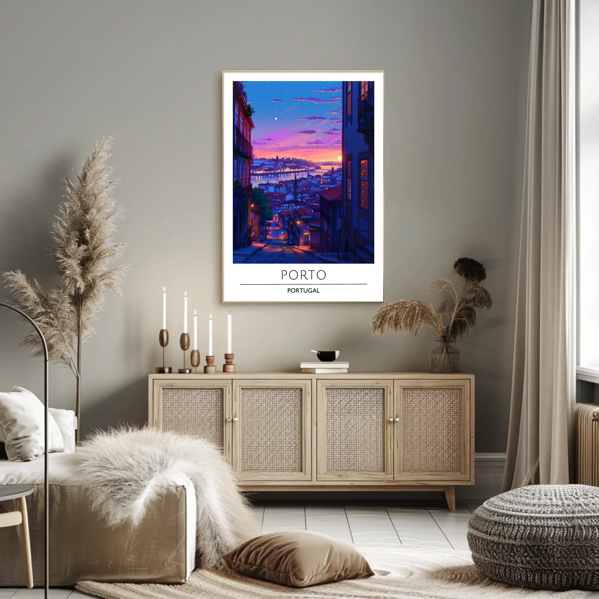 Porto Evening Skyline: Enchanting Travel Poster