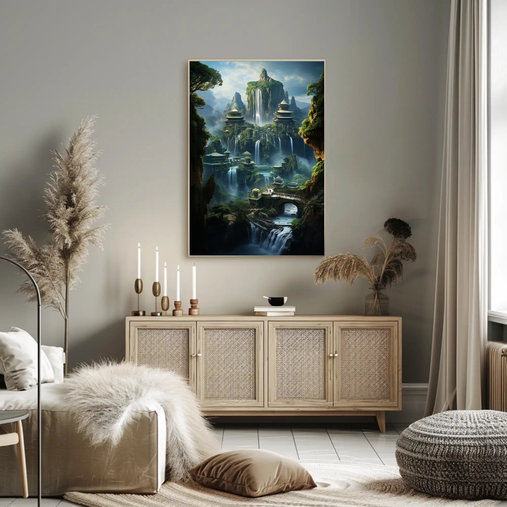 Enchanted Waterfall City Poster