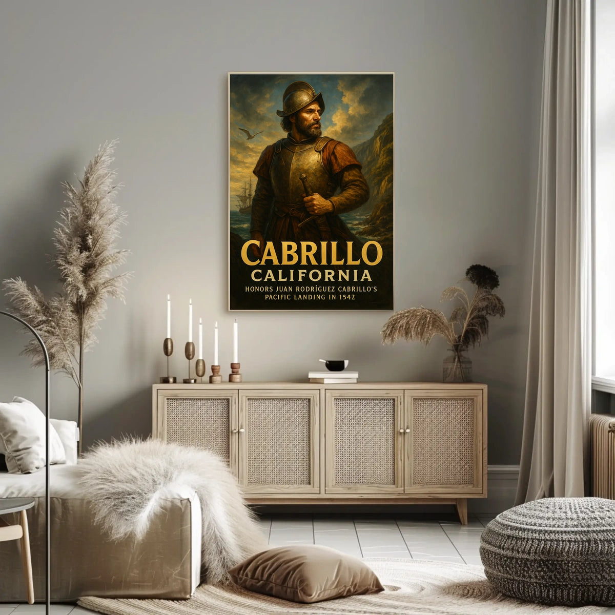 Cabrillo California Scenic Coastal Travel Vintage Souvenir Wall Decor Wanderlust Collectors Poster