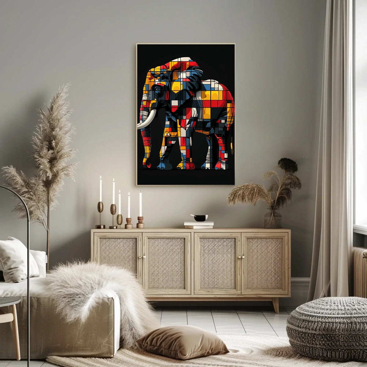 Colorful Geometric Elephant Poster