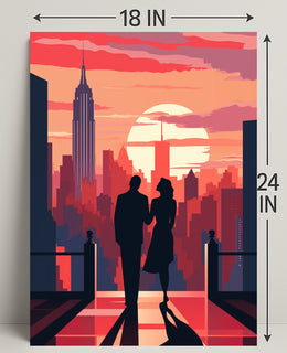 Sunset Silhouettes In The City Poster