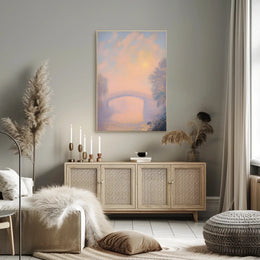Bridge Sunrise Poster Vintage Pastel Landscape Print