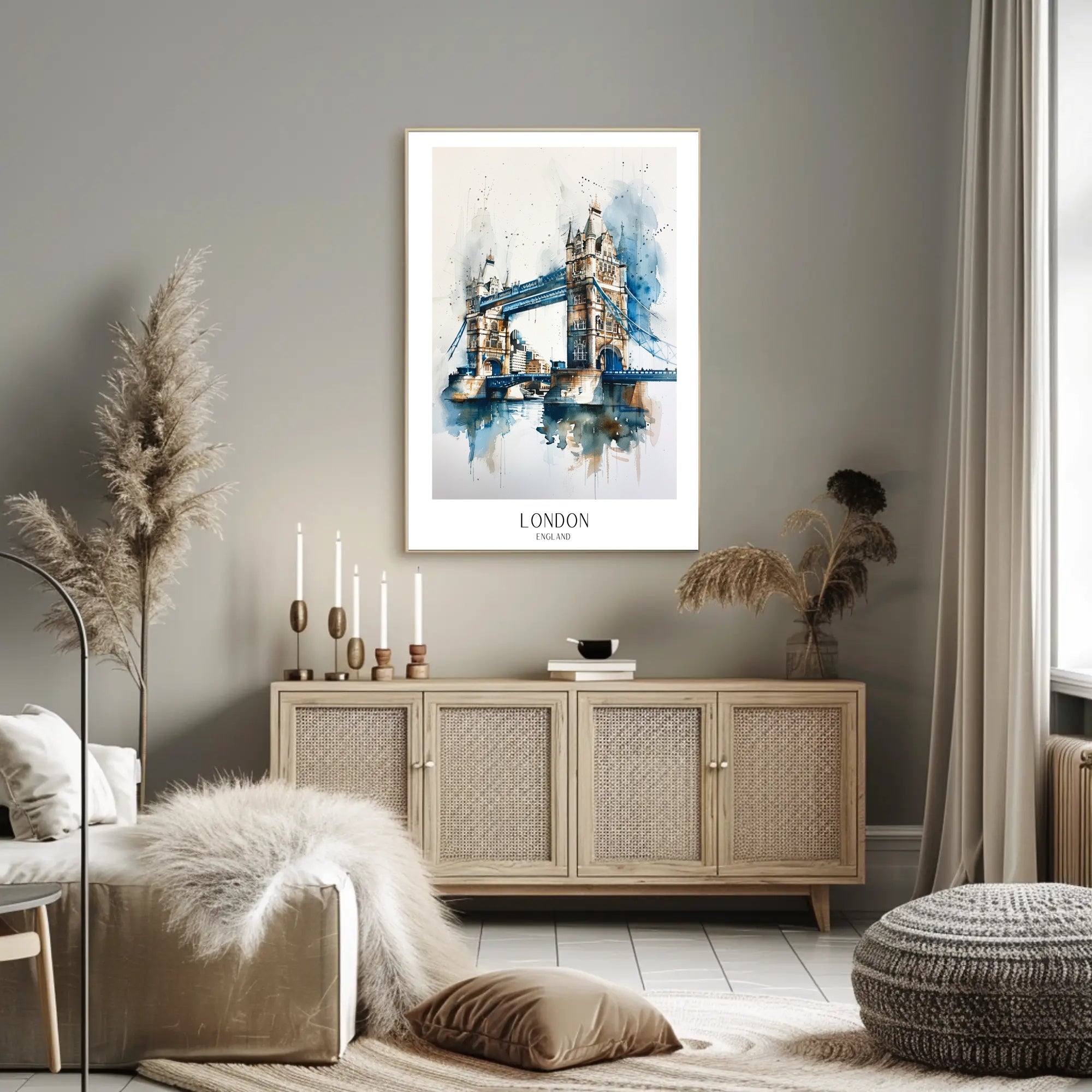 Tower Bridge Watercolor Urban Cityscape Poster PosterGoat