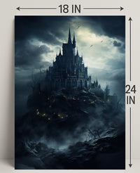 Mysterious Castle On A Stormy Night Poster