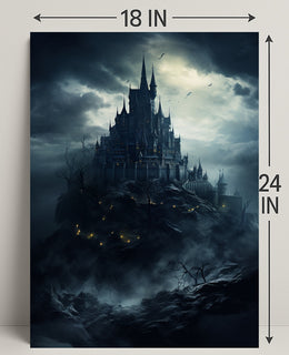 Mysterious Castle On A Stormy Night Poster
