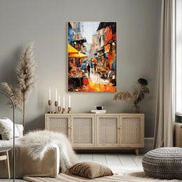 Vibrant Modern Asian Street Market Scene - Cultural Poster