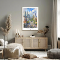 Kuala Lumpur Vibrant Cityscape Urban Watercolor Art Poster PosterGoat