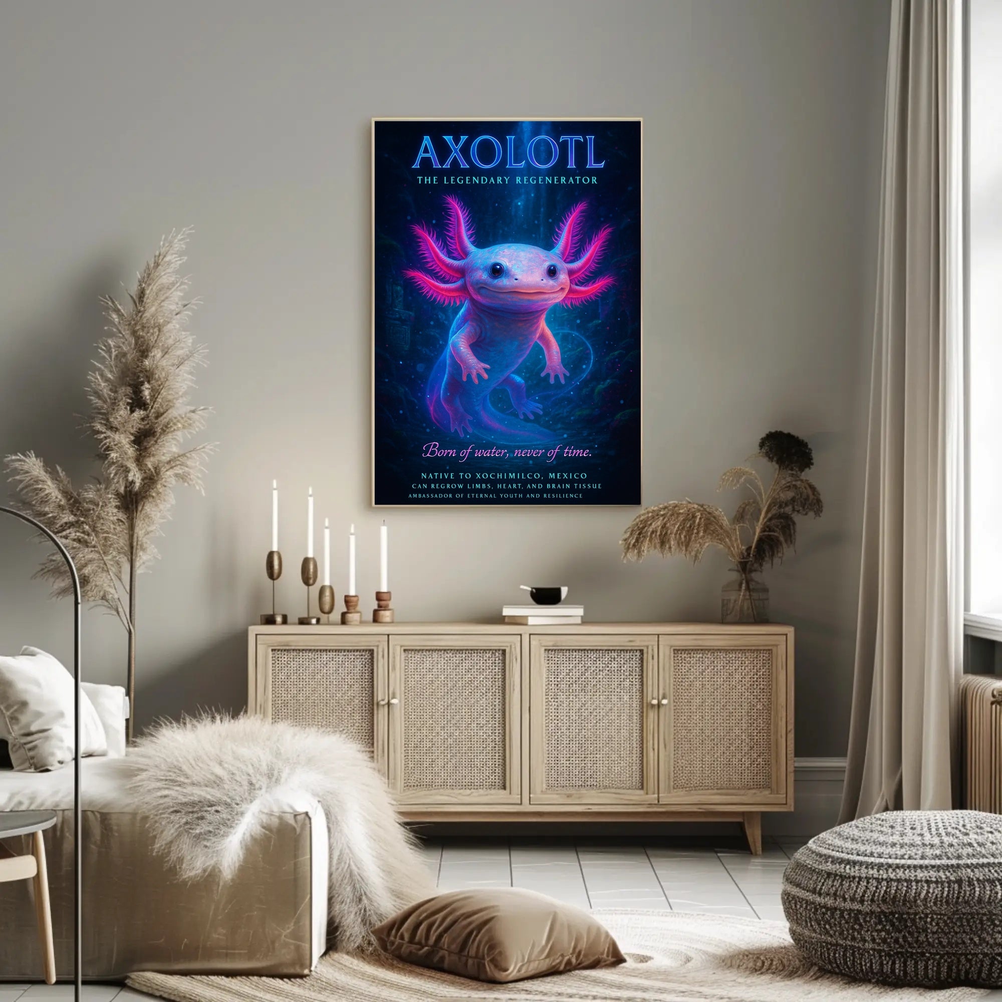 Axolotl in Xochimilco Artistic Animal Poster PosterGoat