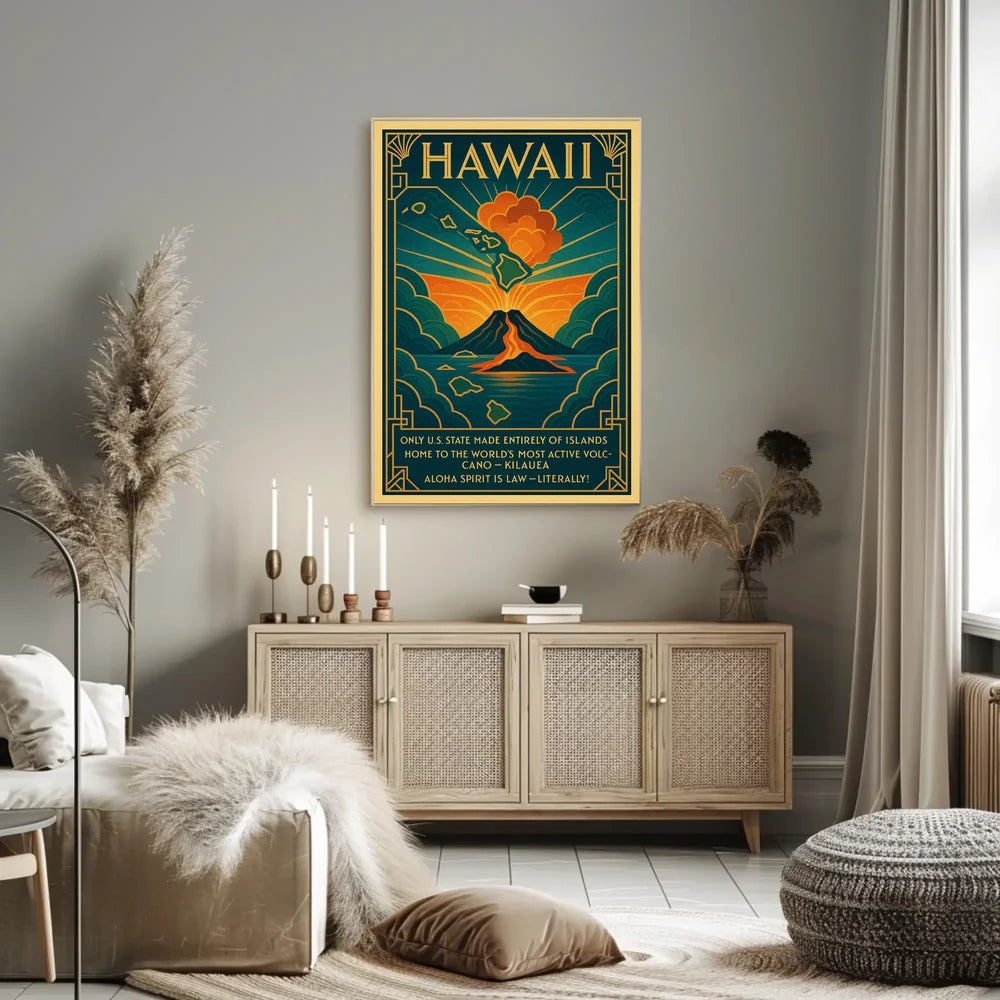 Vintage Car and Mountain Landscape Poster
