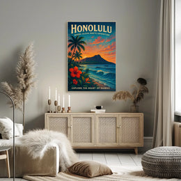 Honolulu Adventure Vintage Travel Poster Art Print