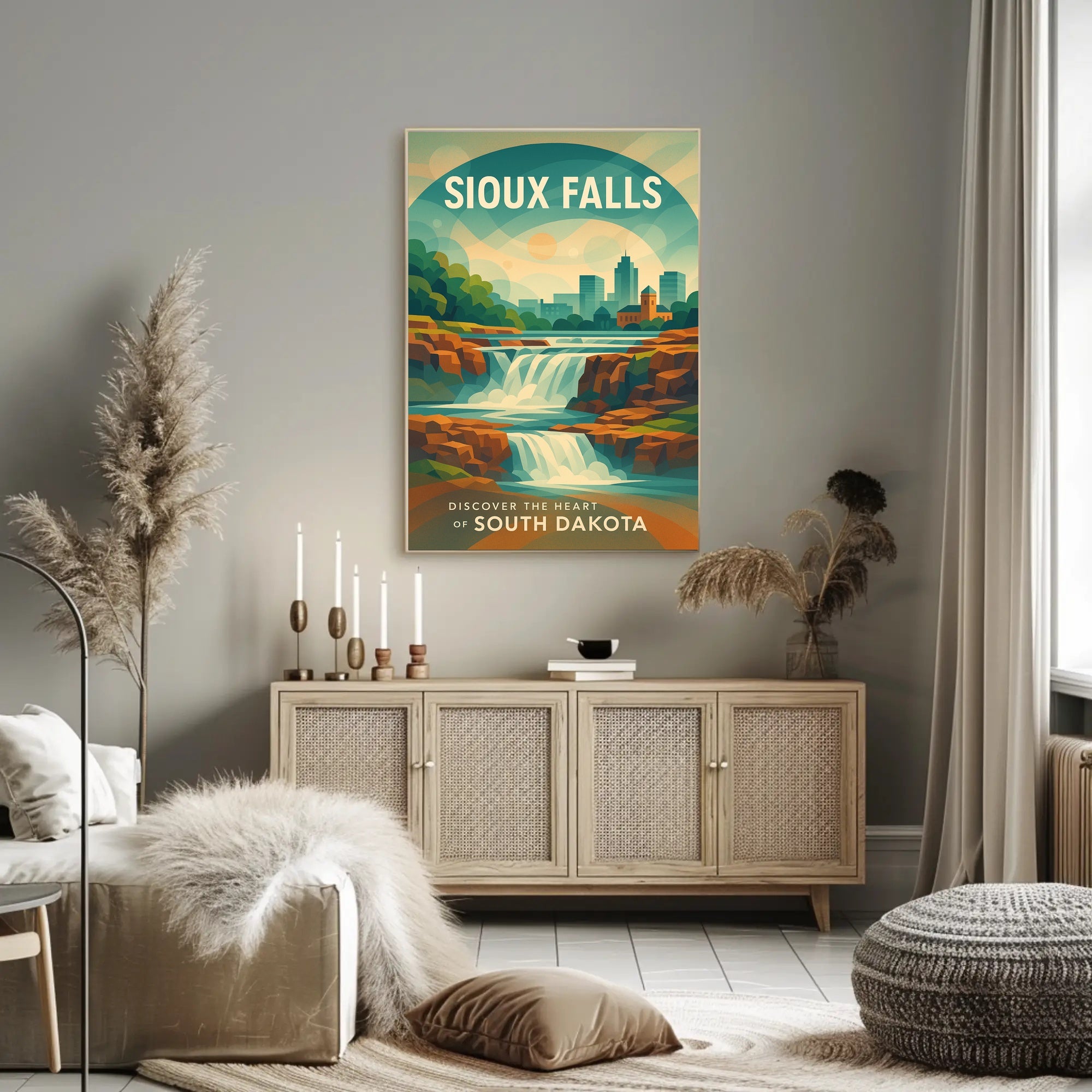 Sioux Falls Travel Adventure Art Poster PosterGoat