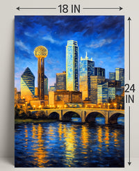 Illuminated Cityscape at Dusk Poster PosterGoat