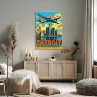 Detroit Skyline and Aviation Poster PosterGoat