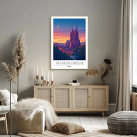 Sagrada Familia Twilight Travel Art Poster