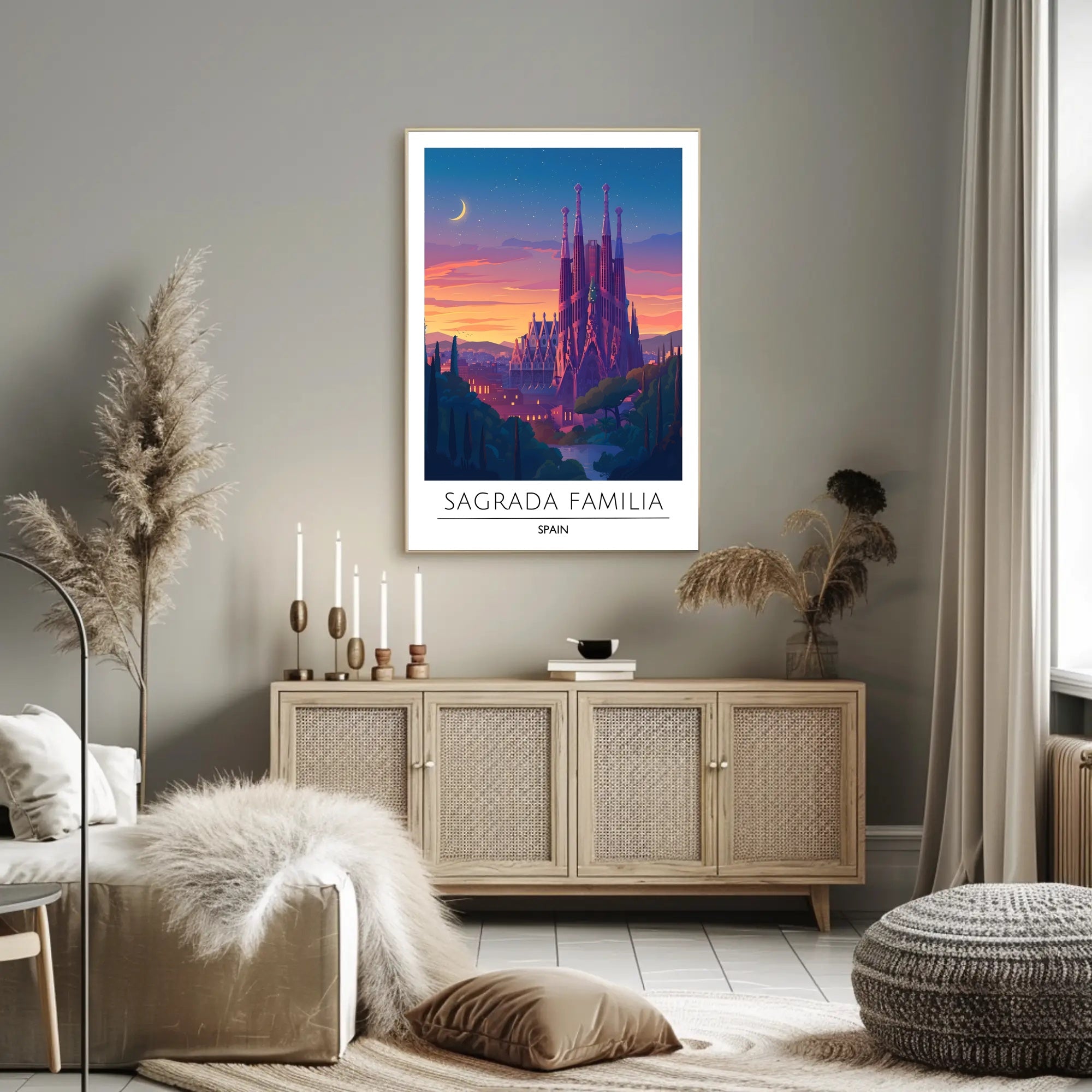 Sagrada Familia Twilight Travel Art Poster