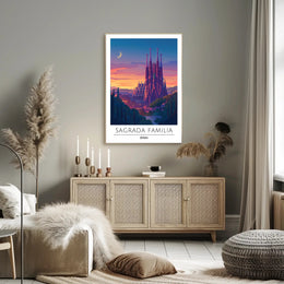 Sagrada Familia Twilight Travel Art Poster
