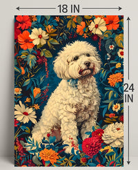 Fluffy Dog in Flower Garden Animal Poster