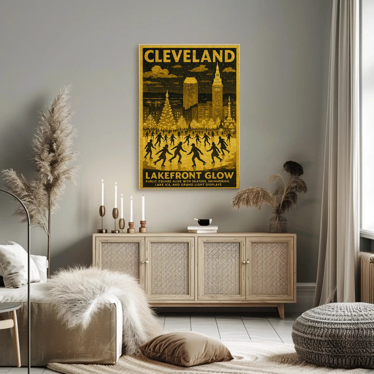 Cleveland Lakefront Glow Poster