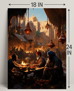 Market Scene In An Ancient City Poster