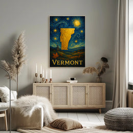 Vermont Starry Night Poster Vintage Travel Print