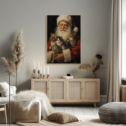 Santa Claus With Kittens Poster