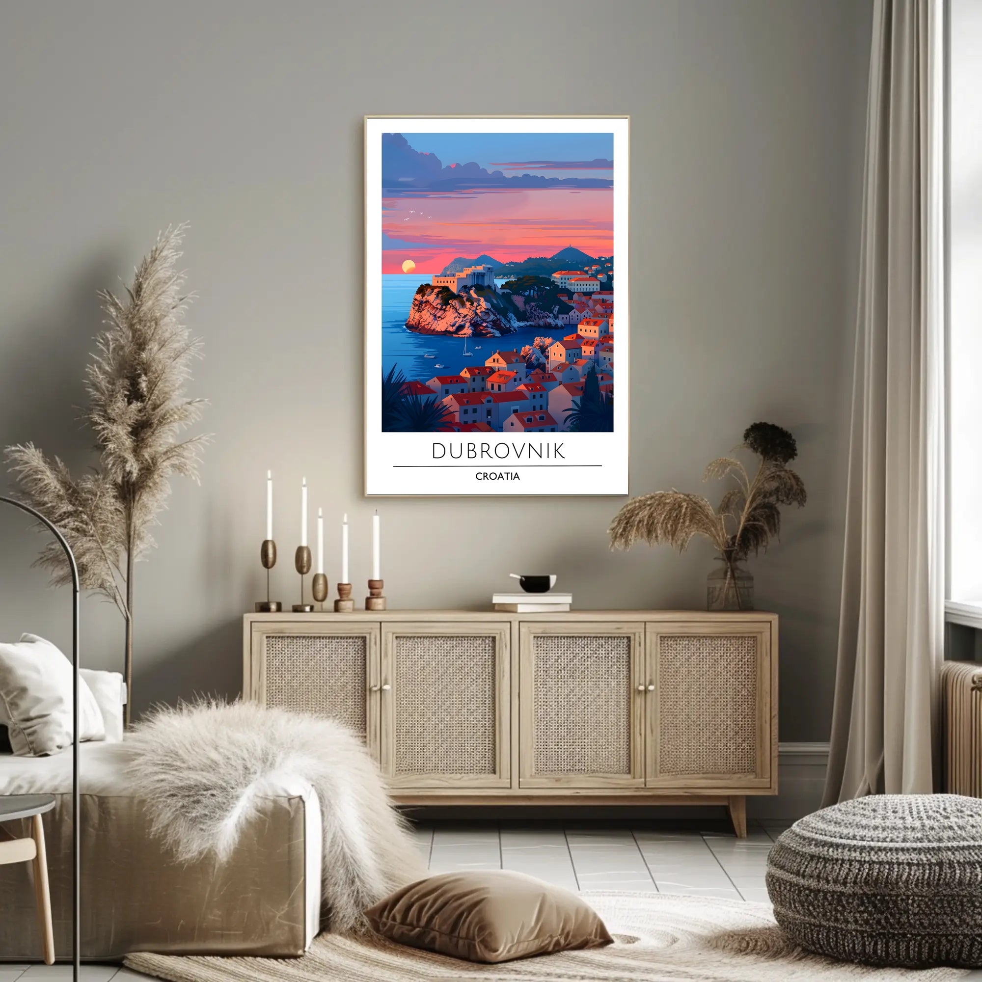 Dubrovnik Sunset Coastal Beauty Travel Poster