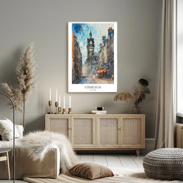 Edinburgh Cityscape Watercolor Art Vibrant Urban Cityscape Poster PosterGoat