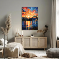 Vibrant Cityscape At Sunset Poster