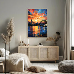 Vibrant Cityscape At Sunset Poster