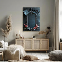 Gothic Mirror Frame with Roses Art Print Poster