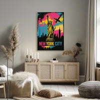 Statue Of Liberty NYC Skyline Poster Abstract Wall Art