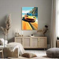 Speed and Freedom on Coastal Road Sports Poster