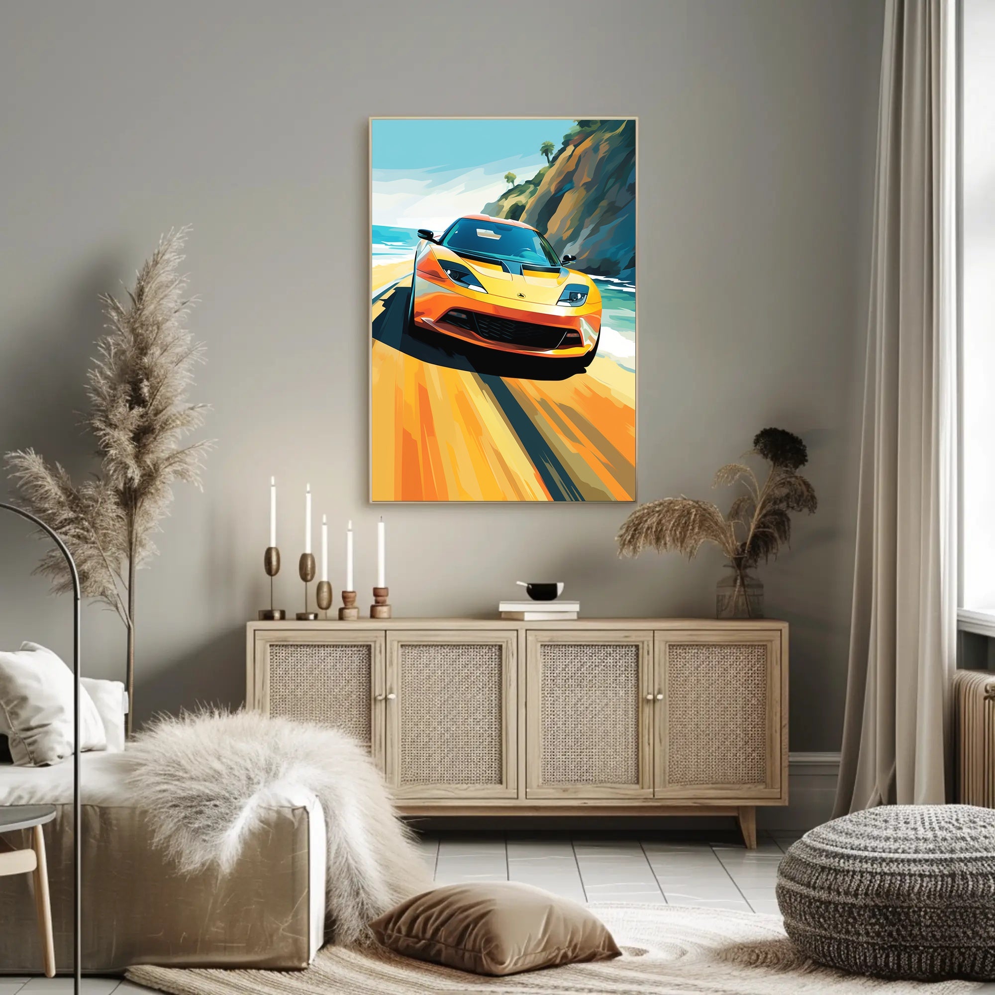 Speed and Freedom on Coastal Road Sports Poster