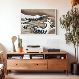 Japanese Ocean Waves Vintage Art Poster - Abstract or Artistic Poster