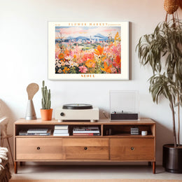 Vibrant Flower Market in Seoul Urban or Cityscape Poster