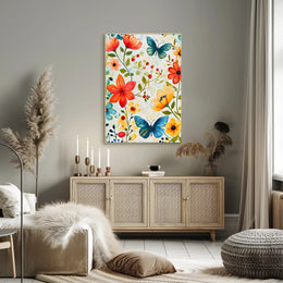 Vibrant Floral Garden: Watercolor Art Poster for Homes