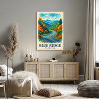 Blue Ridge Mountains Watercolor Scenic Fall Poster