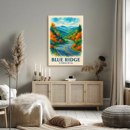 Blue Ridge Mountains Watercolor Scenic Fall Poster