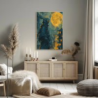 Futuristic Samurai Under A Full Moon Poster PosterGoat